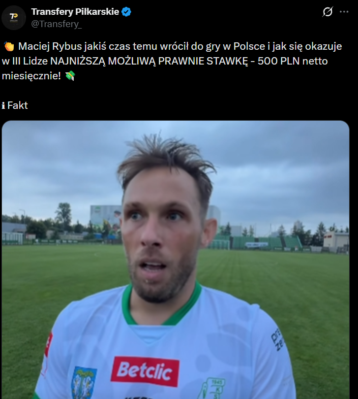 HIT! Tyle w III Lidze ZARABIA Maciej Rybus!
